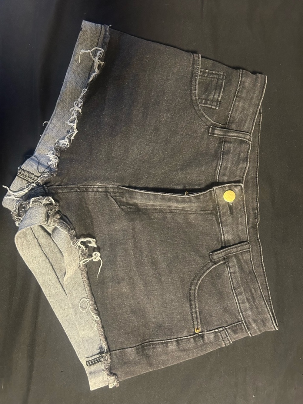 ROMWE Black Distressed Denim Jean Shorts